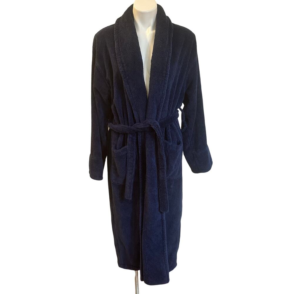 Turkish Cotton Bathrobe sz OSFM Navy Blue 100% cotton bathroom